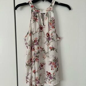 Floral Sleeveless Women's Top - White and Pink